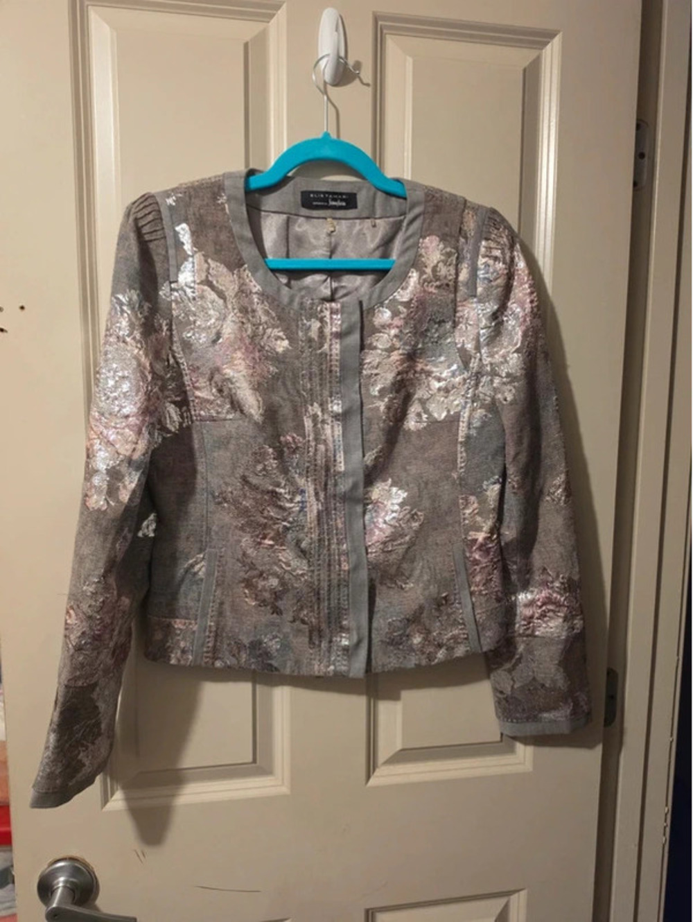 Elie Tahari Tessa Silver Pink Metallic Jacket